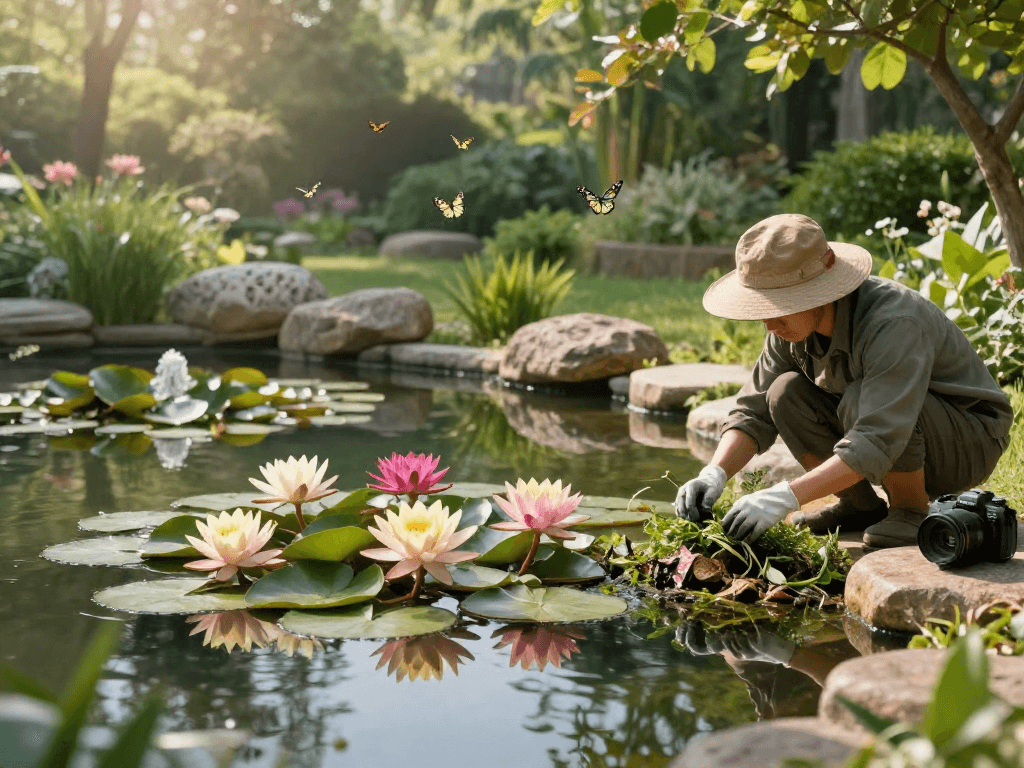 Buy Water Lilies blooming in a tranquil pond, enhancing the garden's serenity.